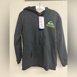 Quiksilver Kids Hoodie with Blue and Yellow Logo, Black